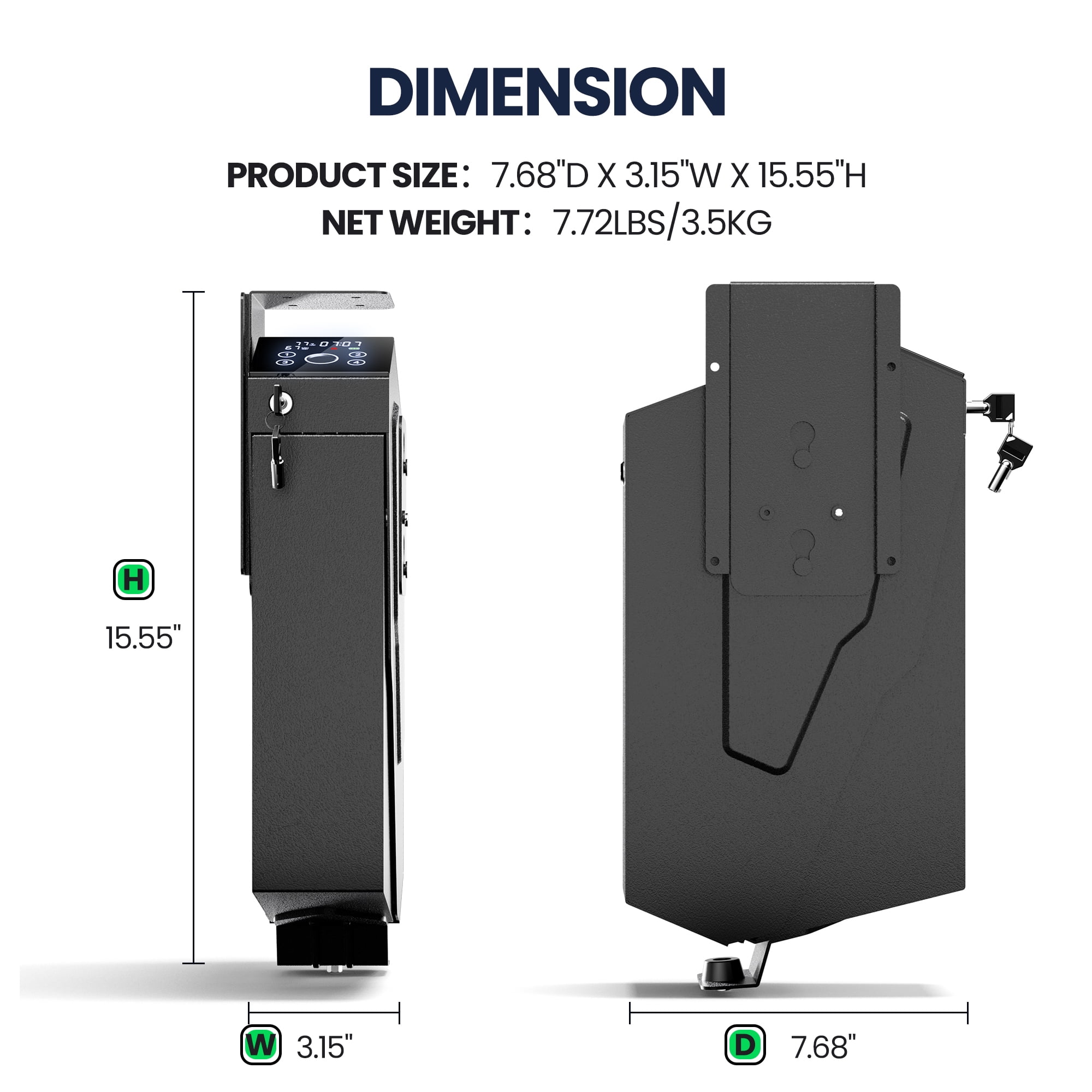 Quick Access Biometric Mounted Safe – Drop-Down Design with Fingerprint, Passcode & Key – Compact Security Box for Home or Office Valuables