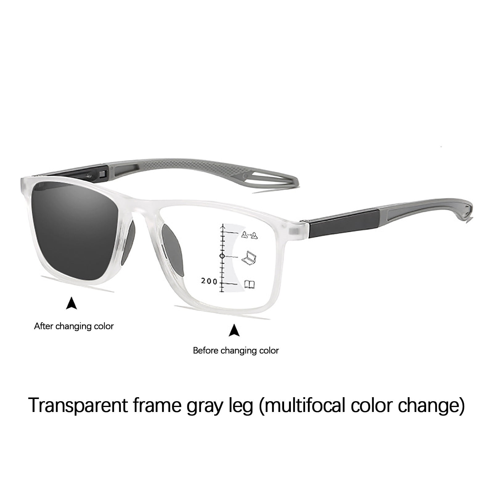Cagogo Photochromic Bifocal Reading Glasses, Multi Focus Presbyopia Glasses for Men Women, Sporty Intelligent HD Lenses, Blue Light Blocking Computer Glasses, Indoor Outdoor Eyewear