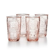 Bormioli Rocco Romantic Set Of 6 Tumbler Glasses, 11.5 Oz. Colored Crystal Glass, Cotton Candy Pink, Made In Italy.
