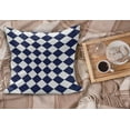 thumbnail image 2 of Blue Fluffy Throw Pillow Cushion Cover, Classical Old Fashioned Checkered Pattern Geometric Diagonal Skewed Squares, Decorative Square Accent Pillow Case, 18" x 18", Navy Blue and White, by Ambesonne, 2 of 5