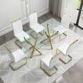 thumbnail image 6 of SUDICA Modern White Faux Leather Dining Chairs Set of 6, High Back Upholstered Seats with Gold Metal Legs for Dining Room, 6 of 11