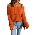 thumbnail image 3 of Seyurigaoka Off-Shoulder Sweaters for Women Slim Fit Long Sleeve Knit Pullovers Cold Shoulder Sweaters Jumper Tops Streetwear, 3 of 5