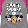 thumbnail image 3 of Disney Emoji - Don't Worry Be Emojis - Toddler And Youth Girls Raglan Graphic T-Shirt, 3 of 5