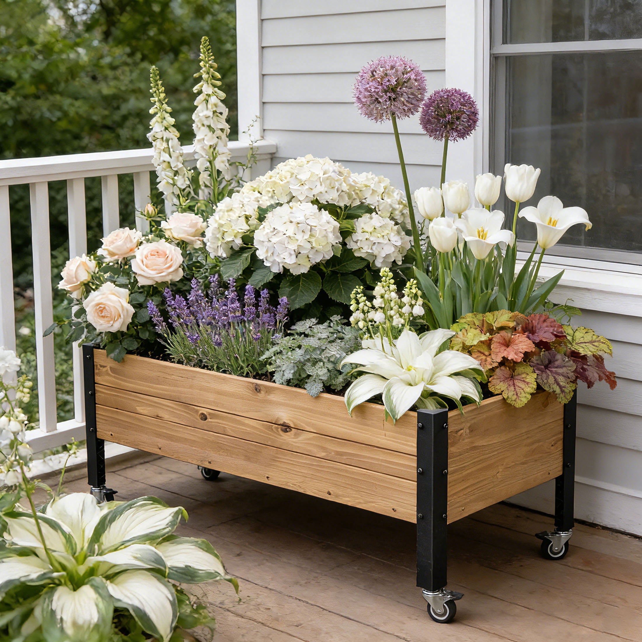 NiamVelo 3-Tier Raised Garden Bed, 48x48x22 Inch Wood Planter Box