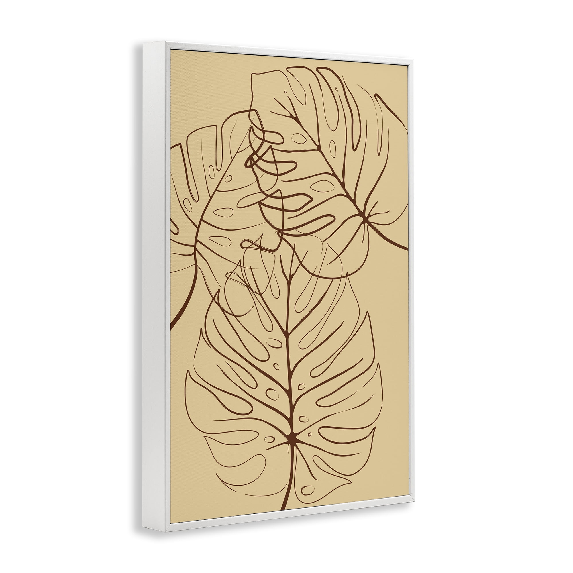 Stupell Industries Autumn Monstera Leaf Contour White Framed Giclee Art, design by Martina Pavlova