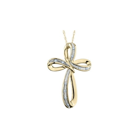 - Diamond Infinite Faith Cross Pendant Necklace in 10K Yellow Gold with Chain
