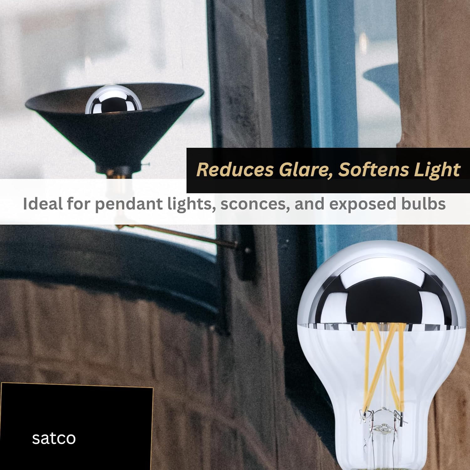 Satco S12537 LED Silver Crown A19 Light Bulbs 8W 120V 2700K E26 Medium Base Dimmable (6 Pack)