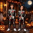 thumbnail image 2 of Gunia Kids Boys Girls Halloween Skeleton Onesie Romper With Layered Zipper Front Role Play Outfits Black 9-10 Years, 2 of 6