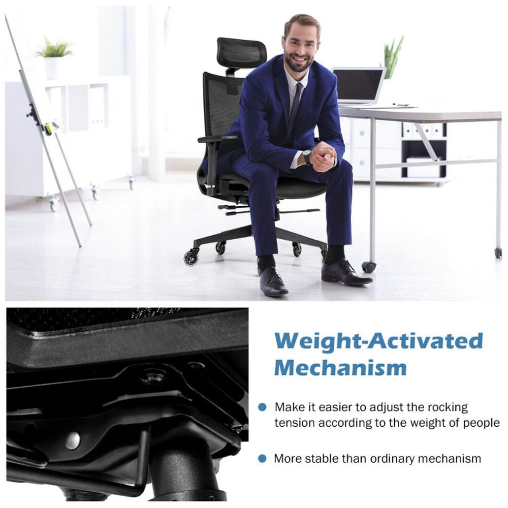 Demi Bonn Adjustable Mesh Office Computer Desk Chair with Sliding Seat and Lumbar Support for Home, Bedroom, Study, Black