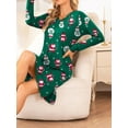 thumbnail image 4 of Avidlove Women's Long Sleeve Nightgowns Christmas Green Sexy Lace V Neck Nightshirt Soft Nightdress Side Slit Sleepwear, 4 of 5