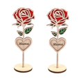 thumbnail image 4 of HOMEMAXS 2pcs Mother's Day Table Decor Wooden Table Rose Decor Romantic Tabletop Centerpiece Ornament, 4 of 8