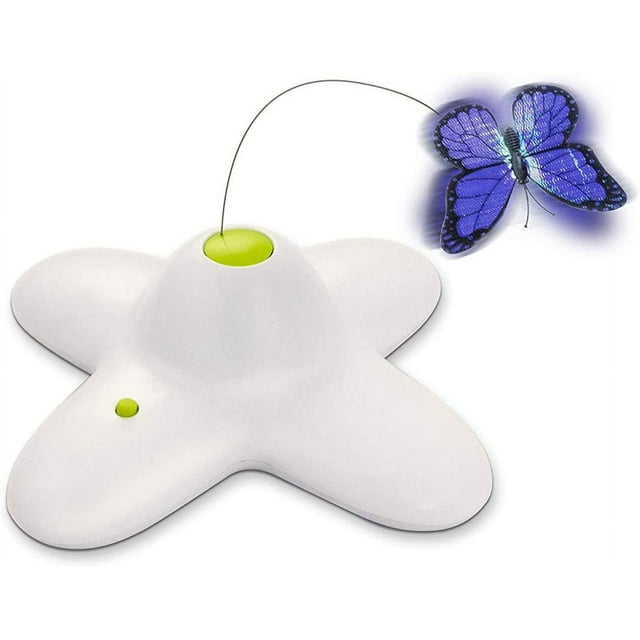 Juguete interactivo con forma de mariposa Flutter Bug para gatos con dos mariposas de repuesto que parpadean