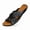 black, variant on Men Black Grain Leather Crisscross Hollow Flat Slide Sandals Hand Stitched Vintage Casual Slippers