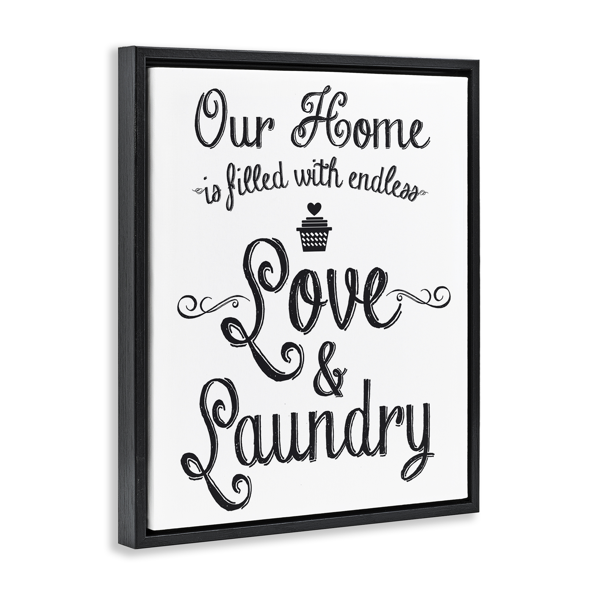 Stupell Industries Endless Love & Laundry Typography Painting Black Floater Framed Art Print Wall Art, 25 x 31