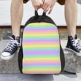 thumbnail image 7 of Women Men Pastel Rainbow Striped Backpack Lightweight Rucksack Casual Daypack For Laptop Trave, 7 of 7