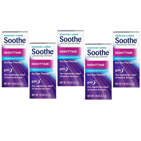 5 Pack - Bausch & Lomb Lubricant Eye Ointment Night Time Dry Eye Therapy 1/8oz Ea