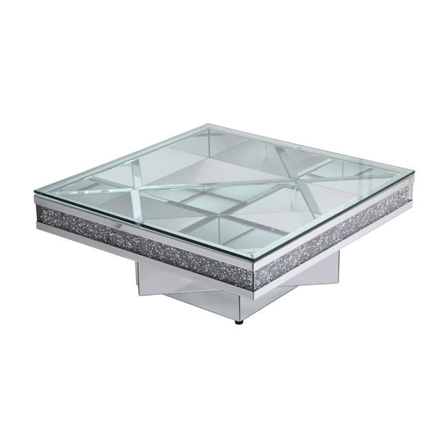 39 in. crystal mirrored coffee table
