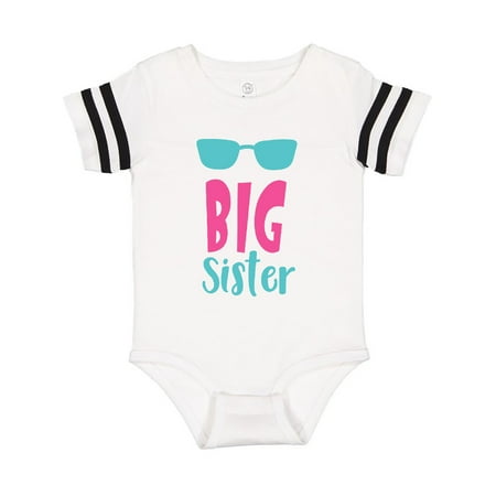 

Inktastic Big Sister Older Sister Sunglasses - Blue Pink Gift Baby Girl Bodysuit