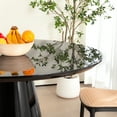 thumbnail image 2 of Black Glossy Minimalist 6 Dining - Solid Wood Pedestal Table Modern Gloss Base Round Seats, 2 of 6