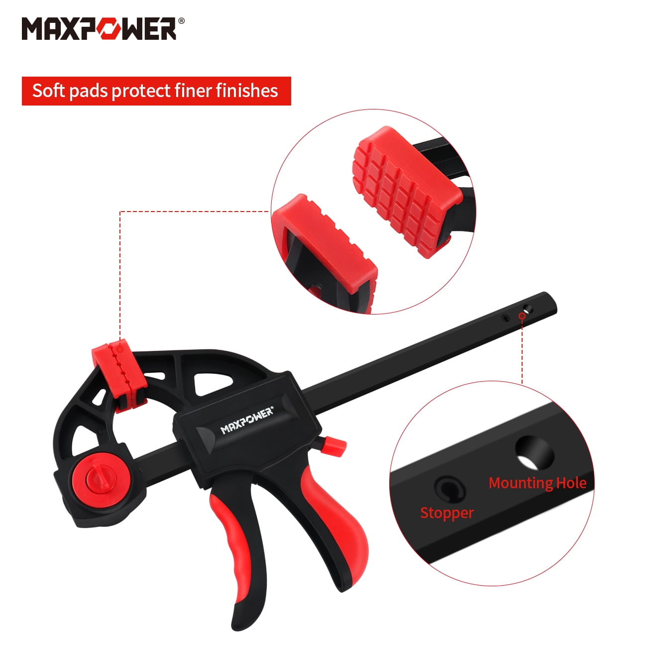 MAXPOWER 12" Wood Bar Clamp, Light Duty Woodworking Clamps set, Pack of 4