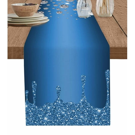 

Modern Blue Table Runner Abstract Diamond Luxury Gradient Tablerunners 18 x 72 Inch Table Decorations Tabletop Scarf for Summer Gathering Holiday Farmhouse Kitchen Dining Decor