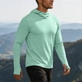 thumbnail image 5 of BiZtdJrK Mens Sun Protection Hoodie with Mask UPF 50+ Quick Dry Long Sleeve Fishing Hiking Shirts Solid Color Lightweight UV Rash Guards Green M, 5 of 9