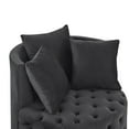 thumbnail image 2 of 360Degree Swivel Barrel Chair Accent Sofa Chair with 3 Pillows, Modern Round Button Tufted Velvet Armchair Lounge Chair with Wide Seat Cushion for Living Room Bedroom, Black, 2 of 9