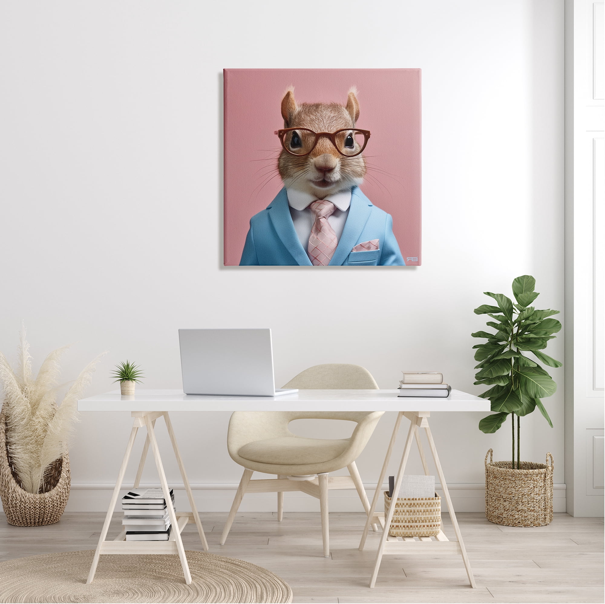 Stupell Industries Squirrel in Classy Suit Animals & Insects Painting Gallery Wrapped Canvas Art Print Wall Art, 30 x 30