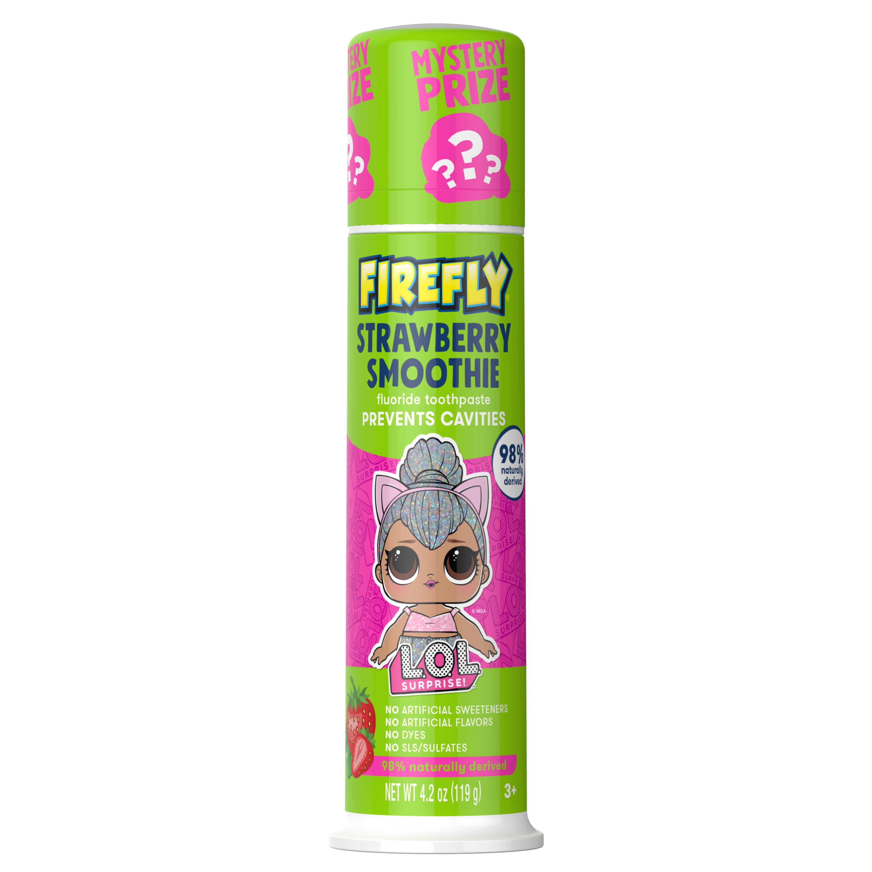 Firefly LOL Natural No Artificial Sweeteners & Whitening Kids Toothpastes, Strawberry Smoothie, 4,2 oz