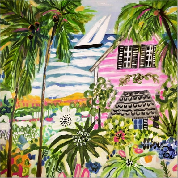 Art.com Cottage by the Bay I Stretched Canvas Print Wall Art by Karen Fields, 24" x 24"