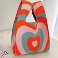 thumbnail image 7 of Handmade Knit Handbag Women Mini Knot Wrist Bag Casual Plaid Tote Bag Reusable Shopping Bags Knit Handbag Wrist Bag, 7 of 7