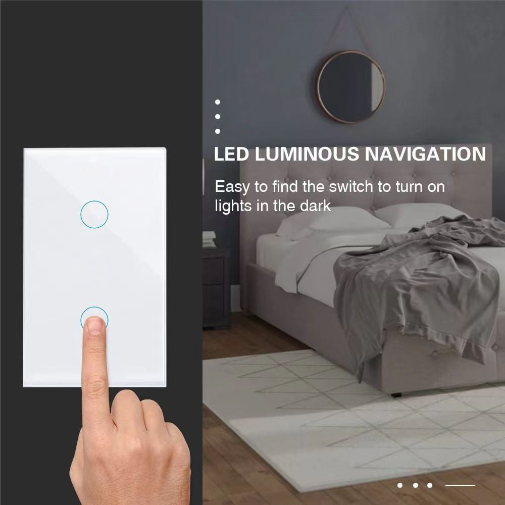 Zigbee Touch Smart Switch, Compatible with Alexa, Google Home, Hubitat, and HA, Neutral Wire Required (2 Gang, Black)