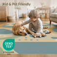 thumbnail image 4 of ODIKA 3'x5' Beige Blue Abstract Geometric Circles Washable Accent Rug Contemporary Curved Shapes Artistic Design With Flowing for Bedside, Nursery Room, Pet Friendly & Non-Shedding, 4 of 7