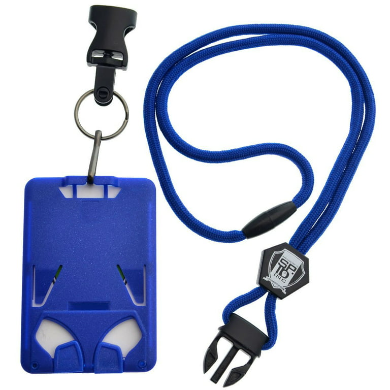 Top Loading THREE ID Card Badge Holder with Heavy Duty Lanyard w/  Detachable Metal Clip and Key Ring by Specialist ID, Sold Individually (One  Holder / 3 Cards Inside) (Blue) 