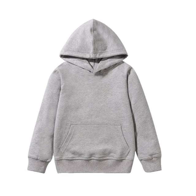 Chandail à Capuche pour Enfants Couleur Unie Manches Longues Léger chandail Col Rond avec Poche Haut Décontracté pour Garçons Filles Printemps Automne