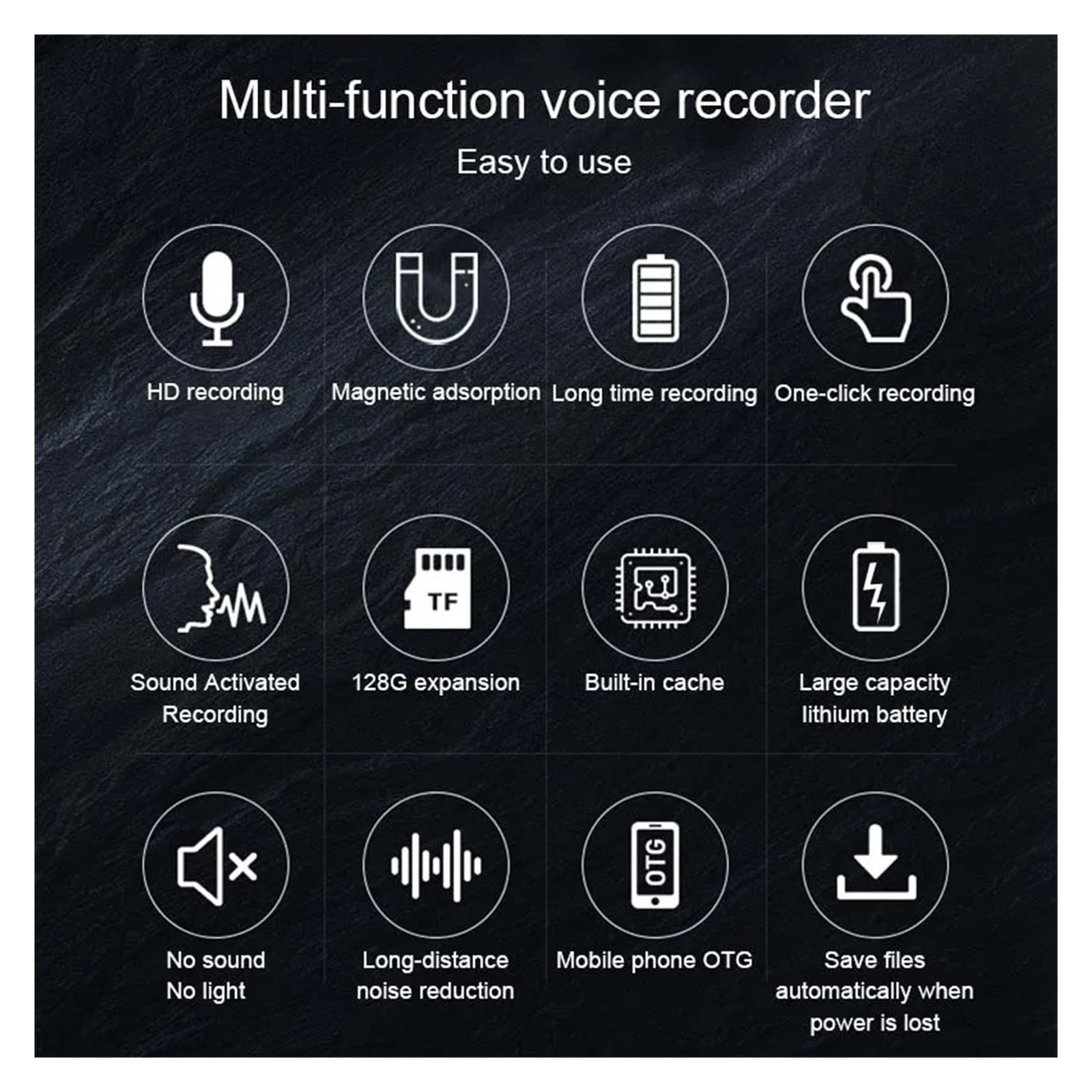 Voice Activated Recorder Built-in Magent Dictaphone Digital Recording Device Audio Micro Sound ,Powerful Feature