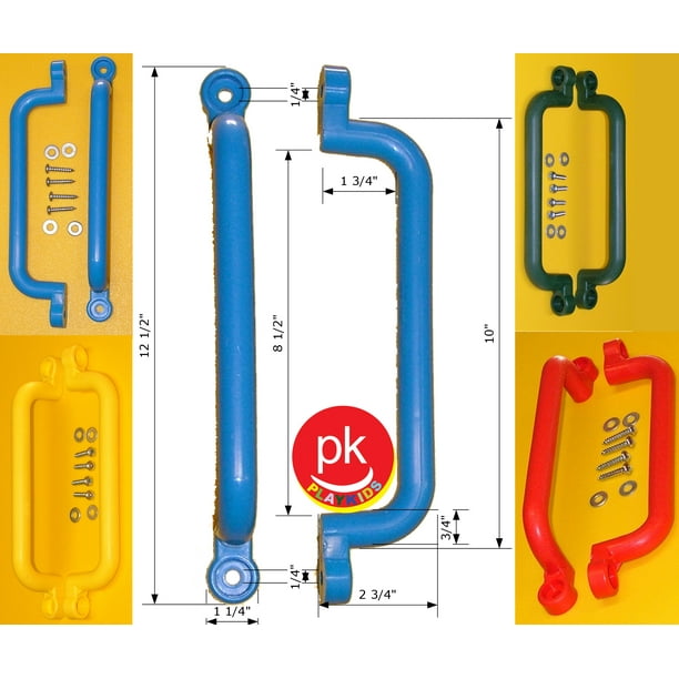 Playkids Safety Grip Swing Set Handles (Two Handles) 13" Colored Red