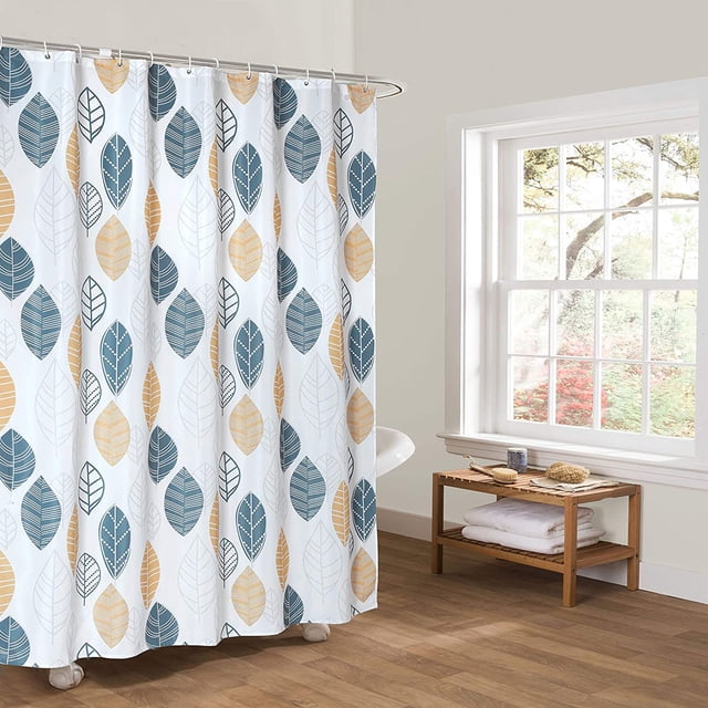 Cortina de ducha de tela a prueba de moho impermeable con ganchos, antibacteriana, lavable a máquina 180 x 180 cm Ormromra YQ-0781