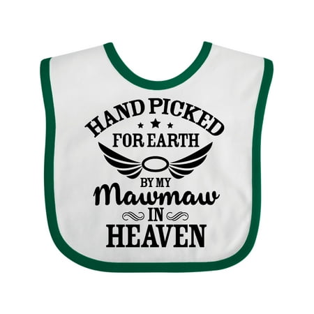 

Inktastic Handpicked for Earth by My Mawmaw in Heaven with Angel Wings Gift Baby Boy or Baby Girl Bib