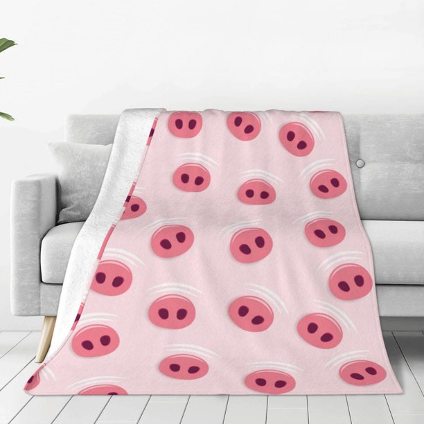 Fotbe Cute Pig Nose Manta de Franela Acolchonada con Estampado, Súper Suave y Esponjosa, Extra Grande para Sofá, Cama, Uso Todo el Año-80"x60"