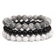 thumbnail image 1 of 8mm Natural Stone Bracelet Set Men Women Pink Rhodonite Quartz Black Onyx Stackable Wrist Beads Mala Charm Bracelet 3PCS (White), 1 of 3