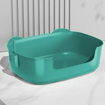 SHENGXINY 1PCS Cat Litter Boxes, Large Cats Litter Box, Banding Out Proof Spillage Proof Cats Litter Box ,Pet Supplies, Fully Open One Pieces Litter Tray Green 15.75x11.42x5.71 in