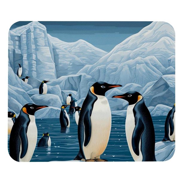 Alfombrilla de ratón con estampado de pingüinos: base de goma antideslizante, fácil deslizamiento, superficie cómoda, materiales duraderos, portátil y con un diseño moderno y fresco.