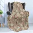 thumbnail image 4 of Abstract Soft Flannel Fleece Throw Blanket, Square Shaped Spiral with Inner Modern Geometric Illustration, Cozy Plush for Indoor and Outdoor Use, 70" x 90", Redwood Tan Red, by Ambesonne, 4 of 5