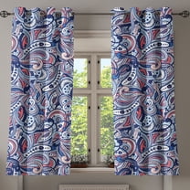 Ambesonne Grommet Curtain, , 50"x63", Coral and Pale Azure Blue
