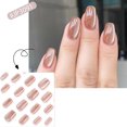 thumbnail image 3 of Medium Tapered Press on Nails Glitter Almond Nude Stick on Nails Cat Eye 24Pcs Fake Nails Acrylic Nails Designs for Women, 3 of 5