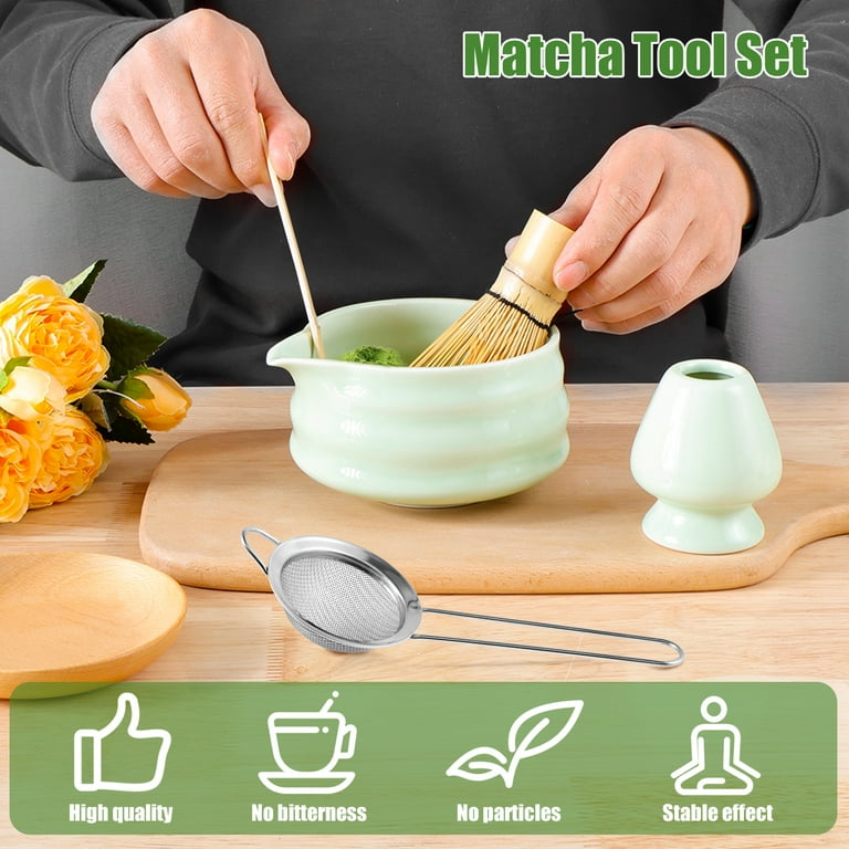 Set Matcha TEANAGOO - 9 Pezzi, Frusta Bamb&ugrave;, Ciotola Ceramica, Scoop, Setaccio, Tazze, Colore Celadon Blu