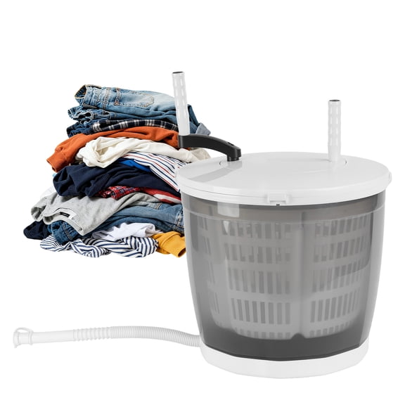 2-in-1 Manual Laundry Basket,Hand-Crank Portable Washer & Spin Dryer for Camping,Dorm,Travel,No Electricity Needed,Suction Cup Base
