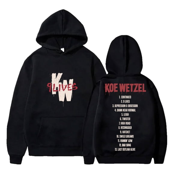 Koe Wetzel 9 Lives Tracklist Hoodies 2024 Tour Logo Merch Pullovers Women Men Fashion Sweatshirts