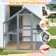 82L Catio Enclosure for Cars, Seizeen Outdoor Cat House Cat Cage Extra Large Walk-in Enclosure for Kitty Pet w/Waterproof Top, Bridges, Platforms, Rest Boxes